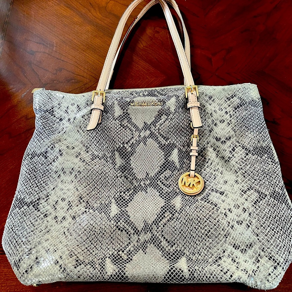 Michael kors python snake print tote